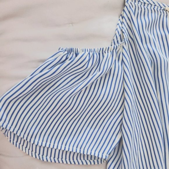 Elodie Flowy Off the Shoulder Boho Pinstripe strappy top- S - NWOT - Picture 4 of 16